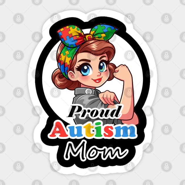 Proud Autism Mom Front Only Sticker by cast8312